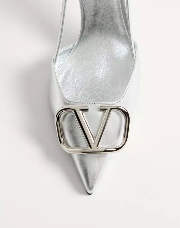 Valentino Vlogo Signature Slingback Pump In Laminated Nappa Leather 80Mm - Image 3